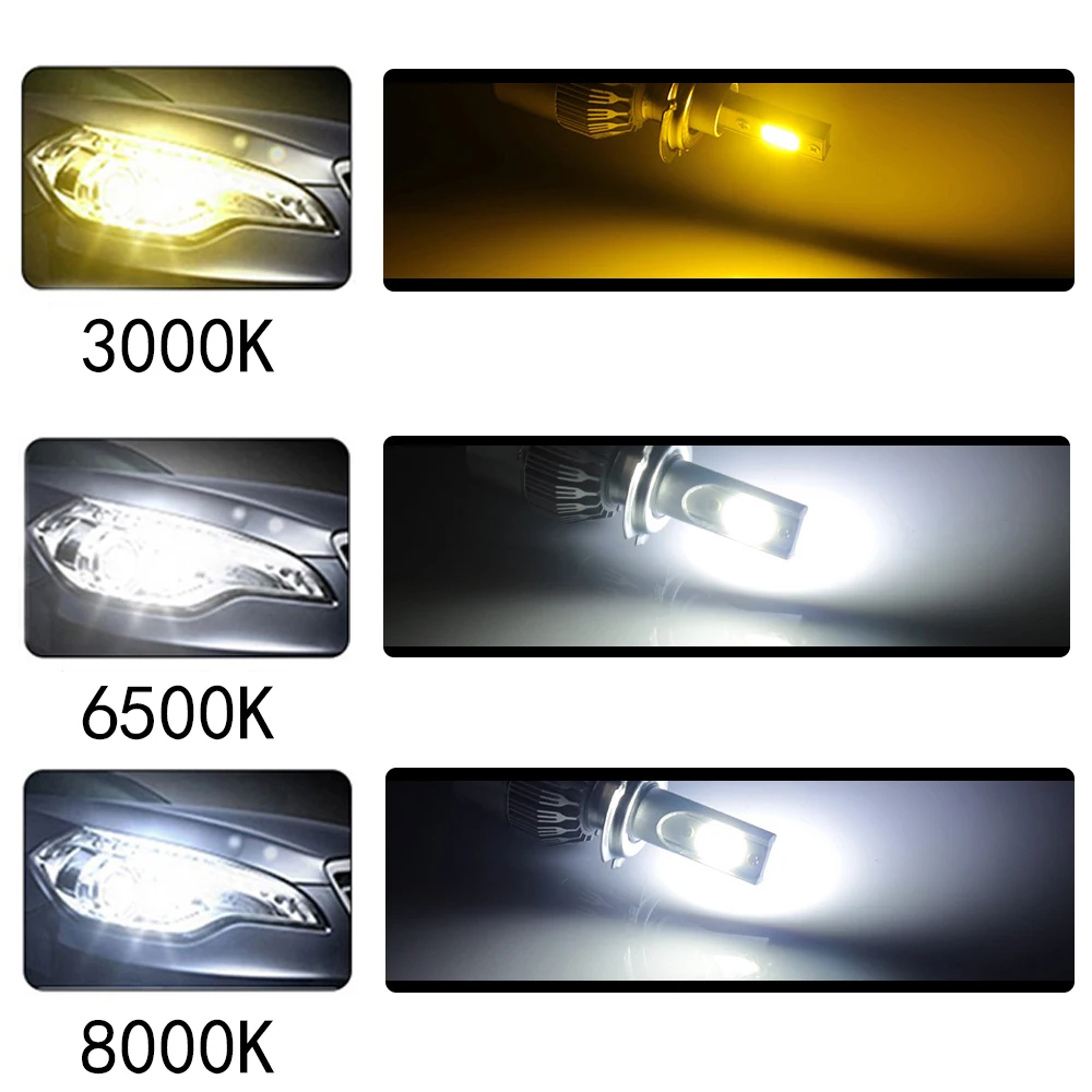 Castaleca h4 светодиодный фар автомобиля H7 светодиодный 9005 9006 H1 H3 H11 3000K 6500 к 8000 противотуманных фар автомобиля огни 8000LM авто аксессуары