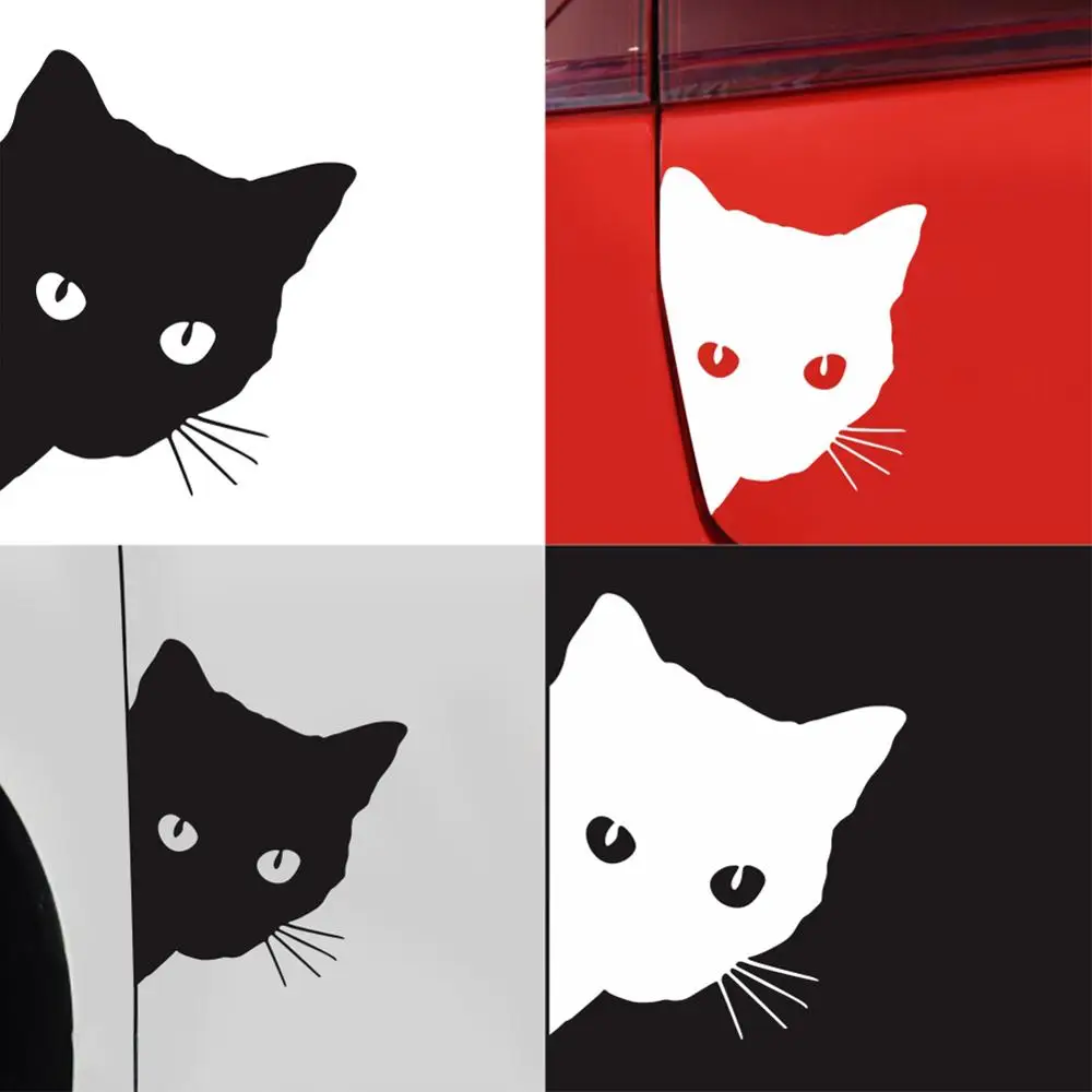 

Cute Pet Cat Face Car Truck Window Bumper Wall Sticker Cute Cartoon Fun Car Sticker funny decorations1