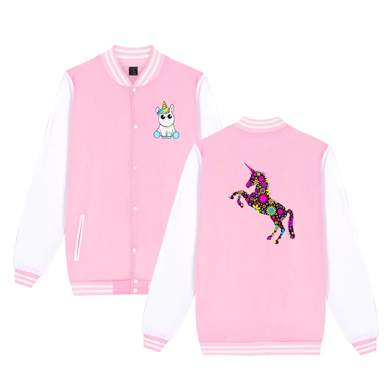 baseball jacket 8 Бейсбольная куртка с принтом единорога Повседневный Спортивный костюм для малышей Верхняя одежда для детей осенне-зимняя одежда для мальчиков и девочек топы для От 2 до 14 лет - Цвет: baseball jacket 8