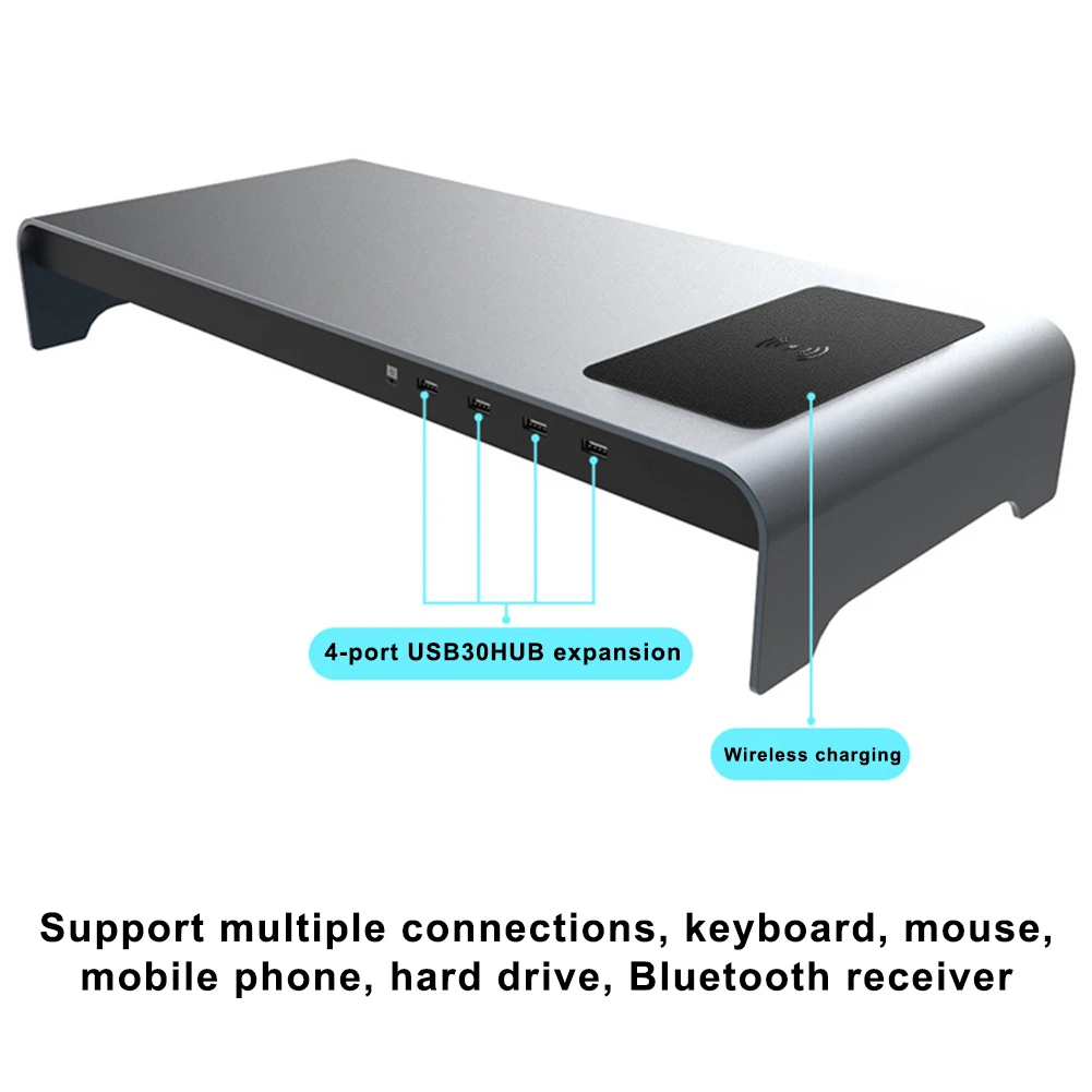 Smart Base Aluminum Alloy Computer Laptop Base Stand with 4 USB 3.0 Port FKU66