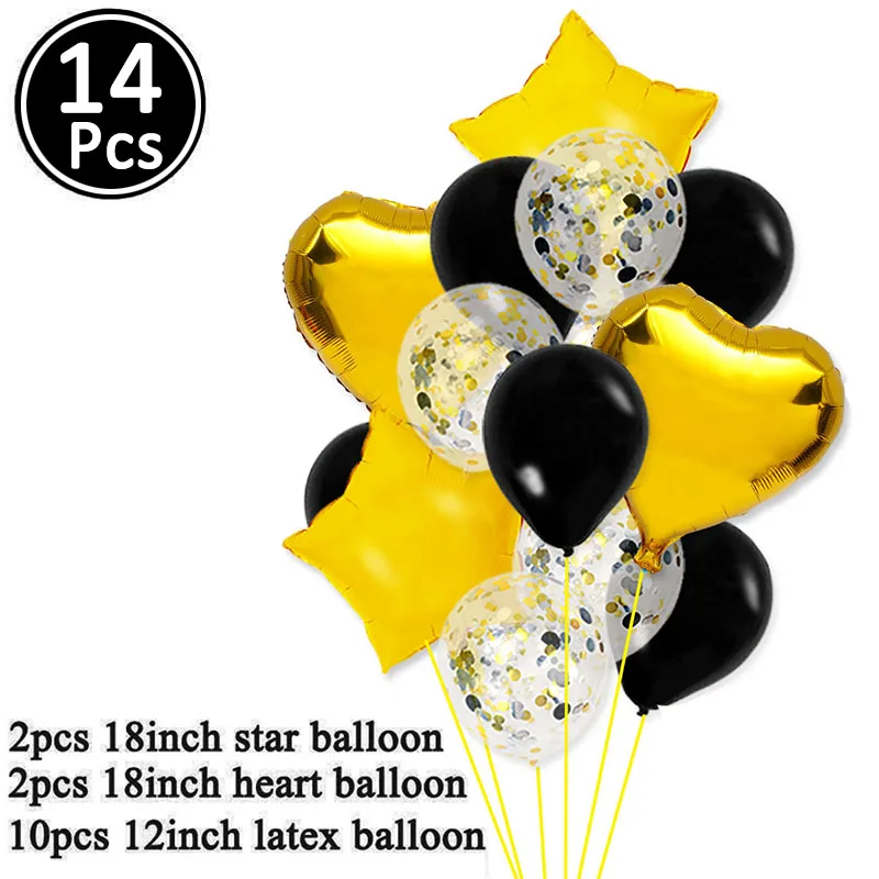 14pcs gold black Большие воздушные шары из фольги цвета шампанского с Рождеством, вечерние украшения для дома, украшения для дерева - Цвет: 14pcs gold black