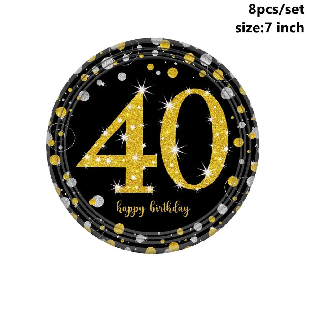 40th 7inch Plates CHZLL 30, 40, 50, 60, запечатывание этикеток на день рождения, наклейки на день рождения, украшения на день рождения для взрослых, товары на день рождения, подарки на день рождения - Цвет: 40th 7inch Plates