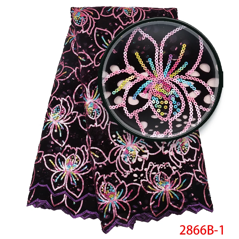 

High Quality Sequins Lace Fabric Purple Velvet Lace Fabric with Sequins African Lace Fabrics for Women Wedding Party APW2866B