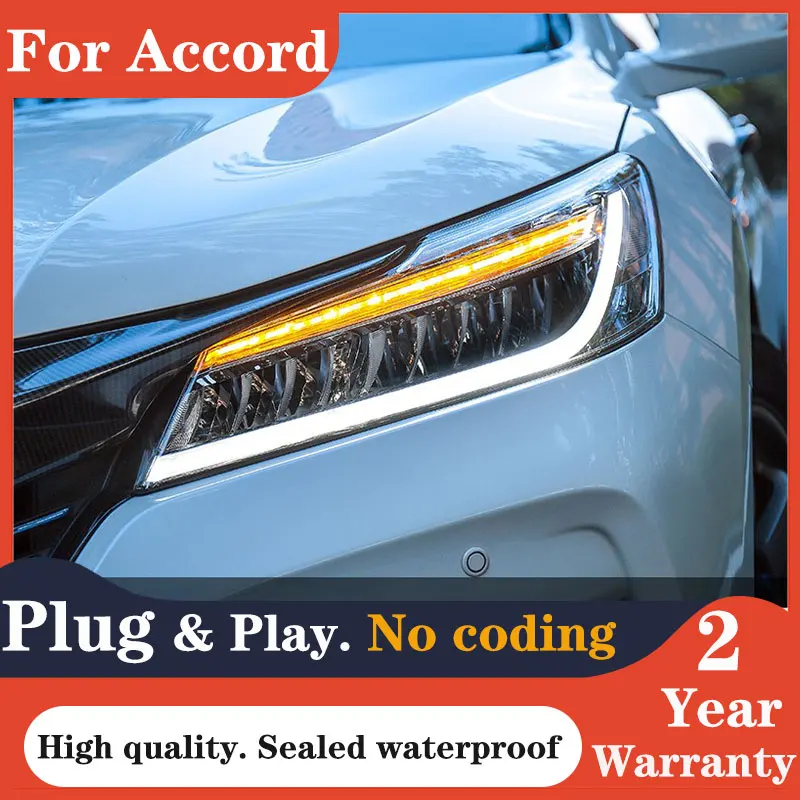 

2PCS model LED headlights for Honda Accord 9.5 generation 2016 for Accord headlights LED DRL lens double light with headlights