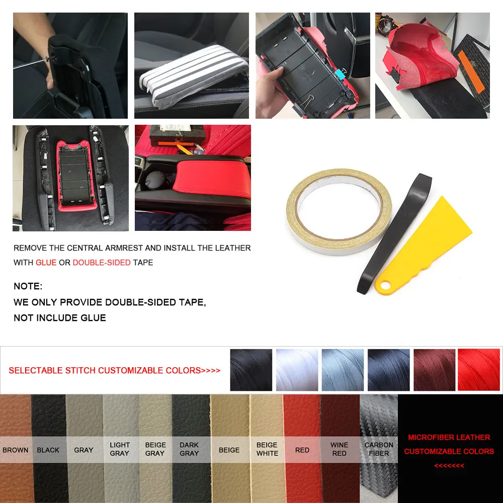 Car Center Console Armrest Box Leather Cover Sticker Trim For Toyota Prius 2010-2015