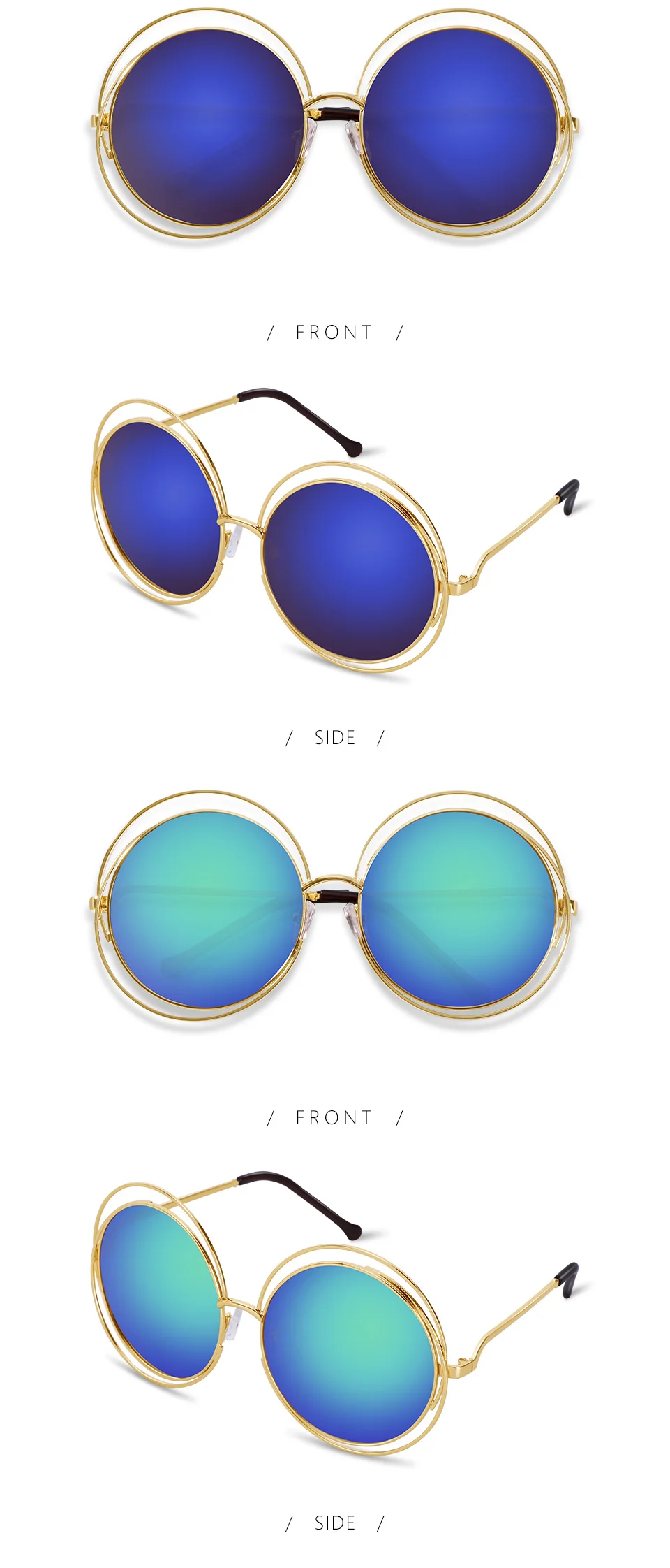 Новинка, брендовые винтажные женские солнцезащитные очки, круглые, большие размеры, больше размера, d линзы, солнцезащитные очки, модная металлическая оправа, Oculos De Sol Gafas