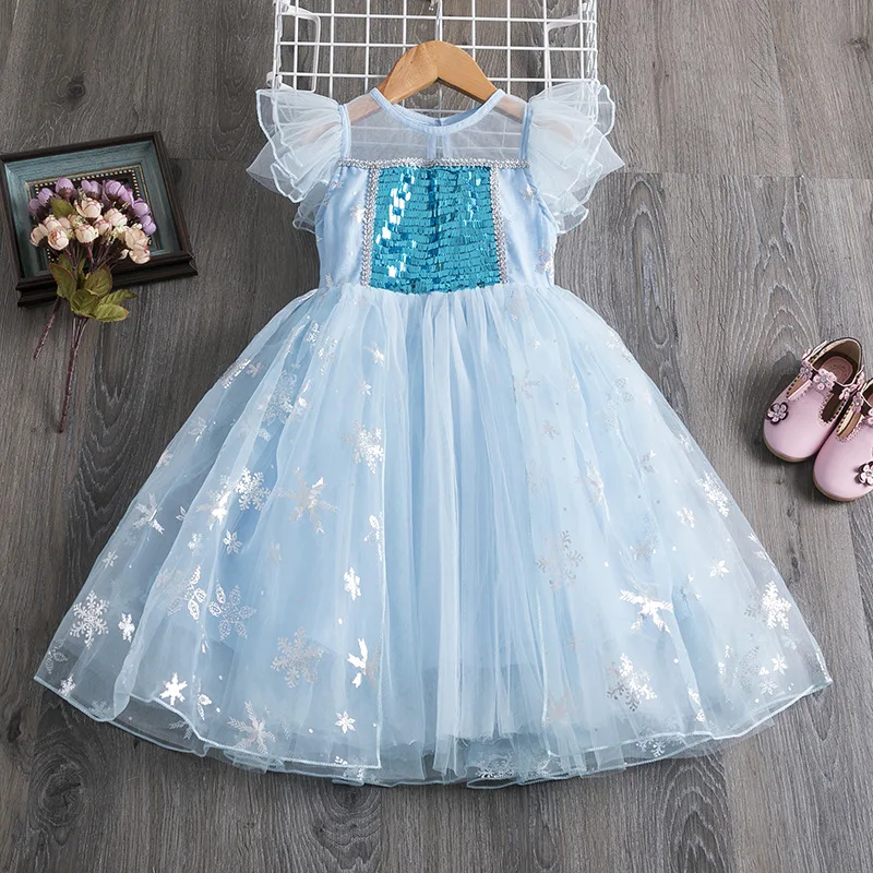 

2020 Summer New Children's Clothing Girls Dress Small And Medium Children Frozen Princess Dress Fashion Elsa Fluffy Tulle Dress