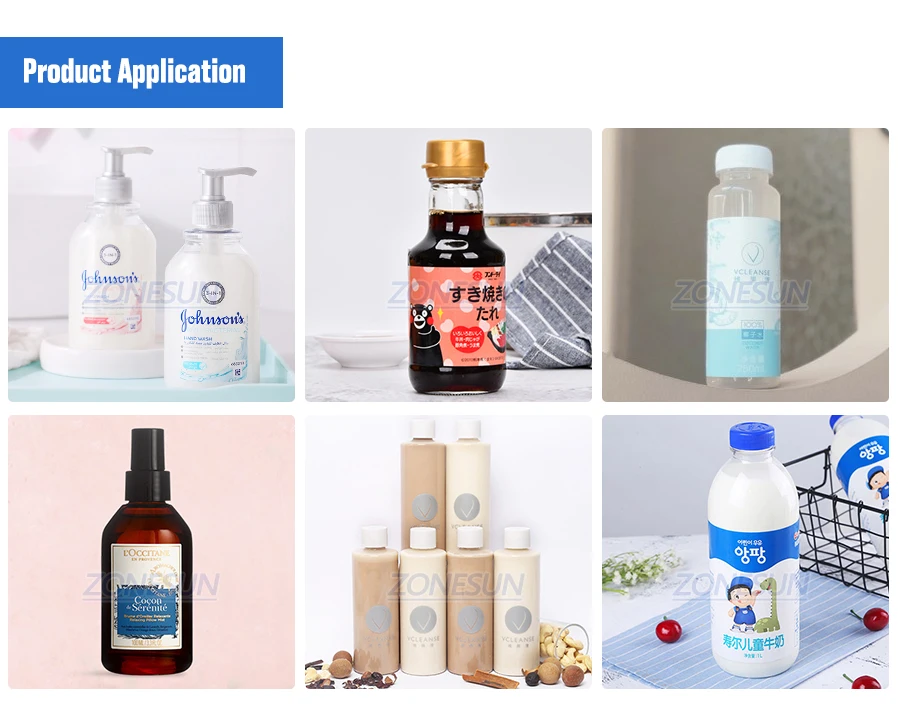 ZONESUN ZS-FAL180R4 Máquina de etiquetagem de tampa de enchimento de líquido de pistão com correia transportadora em forma de U