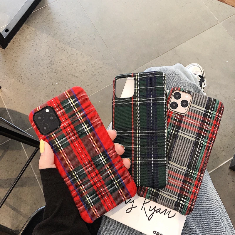 Теплый фланелевый тканевый чехол Gimfun в клетку для телефона Iphone 11 простой
