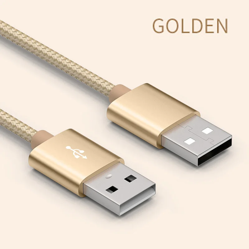 1 м USB удлинитель мужской удлинитель нейлоновый плетеный провод расширенное подключение для ноутбука кулер цифрового устройства - Цвет: Золотой