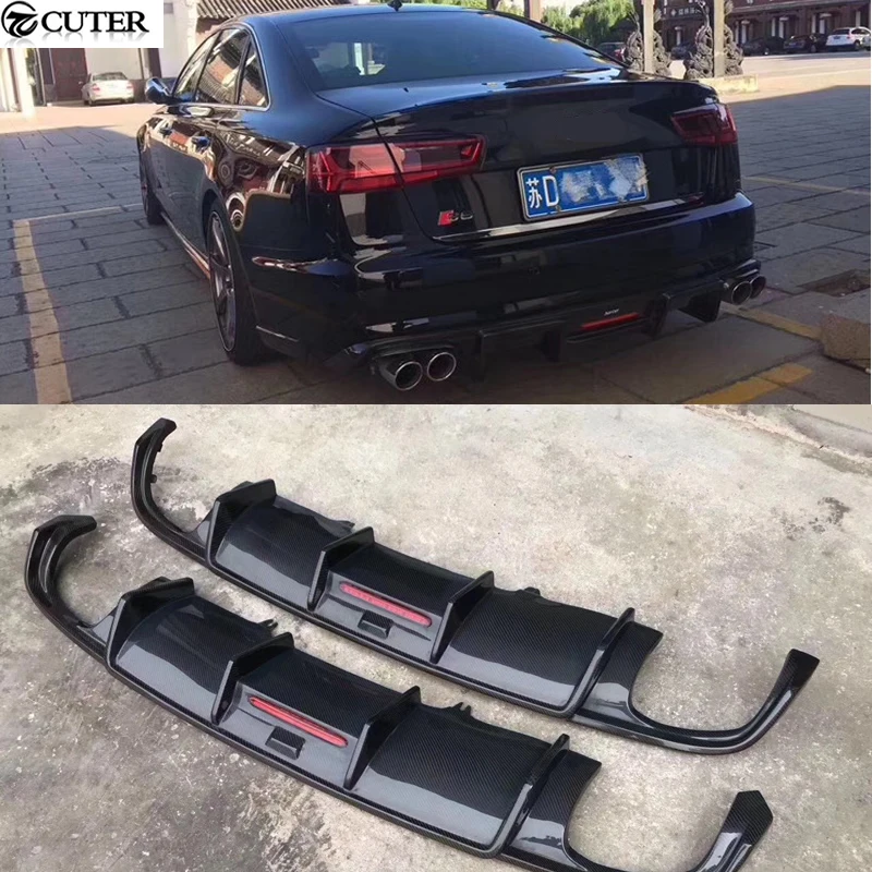 A6 S6 диффузор для заднего бампера из углеродного волокна задняя губа Audi комплект