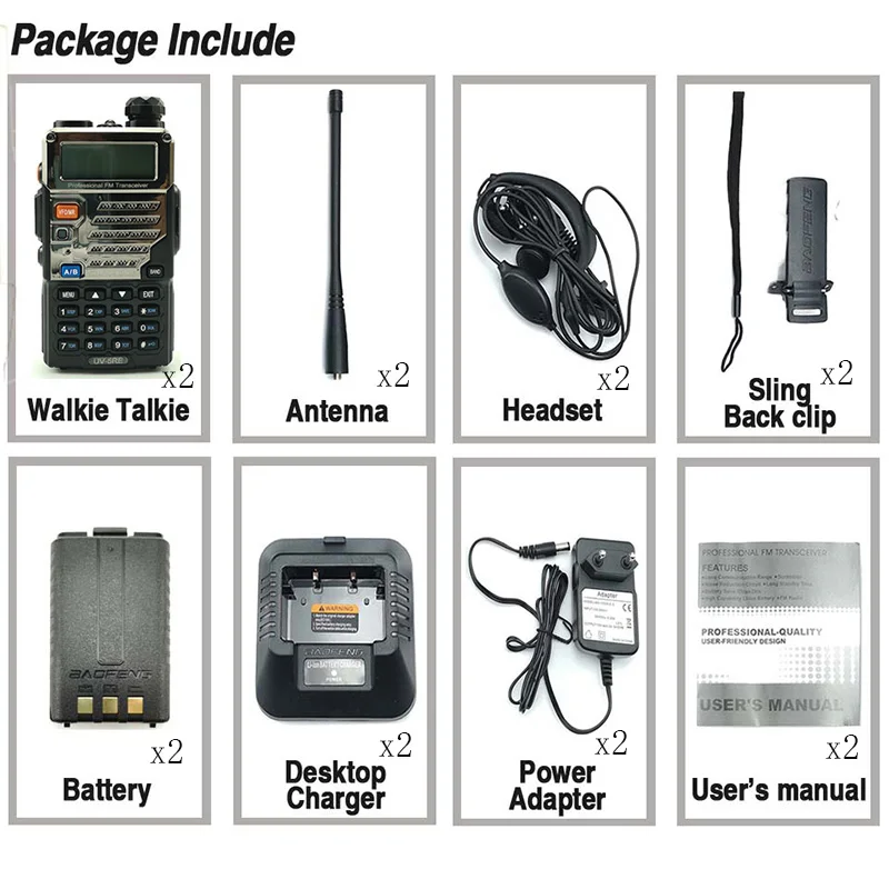 2 шт. Baofeng UV-5RE портативная рация UHF VHF Walky Talky Профессиональный CB радио HF трансивер Baofeng UV-5R UV 5R 5 цветов радио