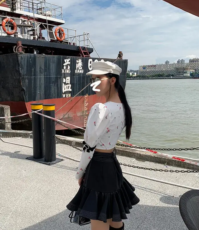 WHITNEY WANG блузки женские осень мода уличная Цветочная вышивка пуговицы Тонкая Блузка женские блузы рубашки топы