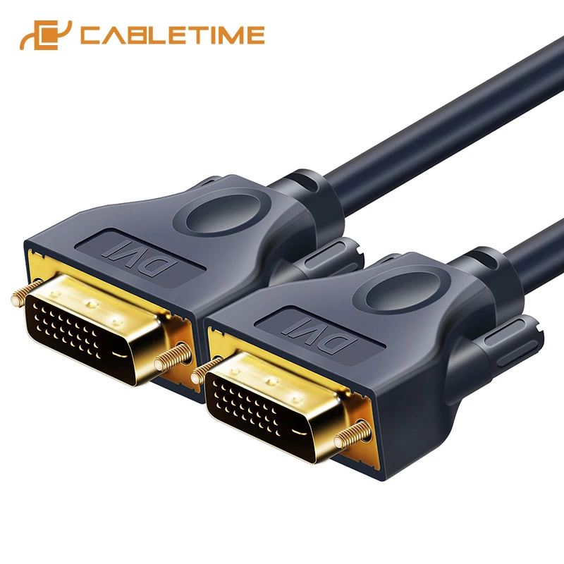 Кабель CABLETIME DVI-DVI 24 + 1 Pin высокоскоростной адаптер Pro DVI с золотым покрытием 1080P для