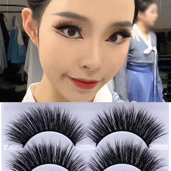 5 쌍 가짜 3D 밍크 속눈썹 무대 공연 거짓 속눈썹 무성한 희미한 자연 긴 속눈썹 메이크업 확장 도구