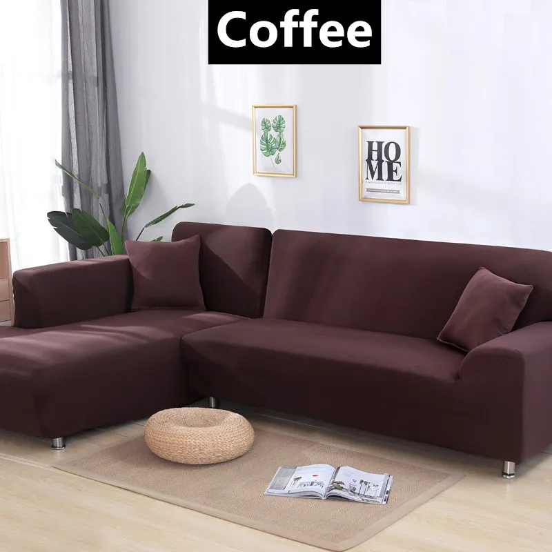 Coffee 1/2/3/4 местный эластичные однотонные Цвет чехлы для диванов спандекс стрейч диване Защитная крышка все включено Универсальный секционный диван Чехол - Цвет: Coffee