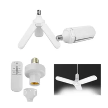

E27 LED Bulb Fan Blade Timing Lamp AC85-265V 28W Foldable Led Light Bulb Lampada For Home Ceiling Light With Remote Controller