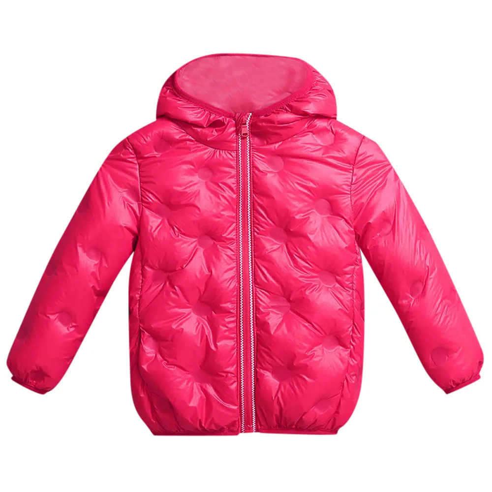 Hot Pink Детское осенне-зимнее однотонное пальто, плащ, куртка, плотная теплая толстовка с капюшоном, модная верхняя одежда, цветная одежда хорошего качества - Цвет: Hot Pink
