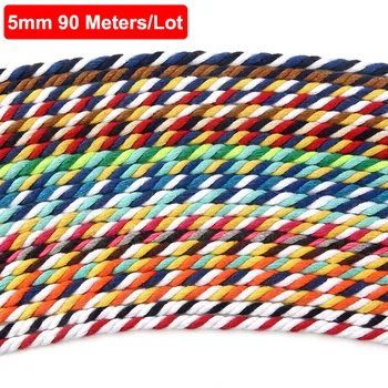 

90 Meters/Lot 20 Colors 3 Colors Twisted Cotton Rope 5mm String Cord Decorative Handmade Craft DIY Accessories