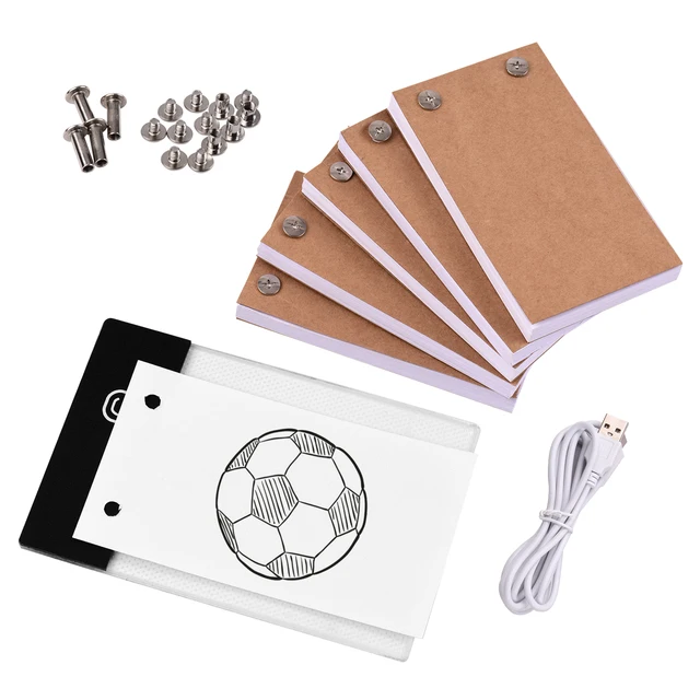 Portable Flip Book Kit With Light Pad Tablet Led Light Box 3 Level  Brightness Control 300 Sheets Flipbook Paper With Binding Screws For  Tracing And Dr