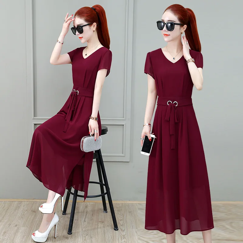 

2019 New Style Summer Dress Elegant Chiffon Feminine Elegant Western Style Korean-style New Style Shirt Immortal Very Fairy