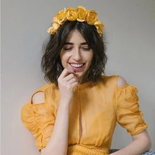 Модная желтая повязка для головы с цветком для женщин и девушек, украшения для волос, корона для невесты, Свадебная вечеринка, аксессуары для волос F0745