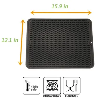 

Silicone Dish Drying Mats Thickness Heat Resistant Trivet Drip Tray Cup Coasters Non-slip Pot Holder Table Kitchen Accessorie