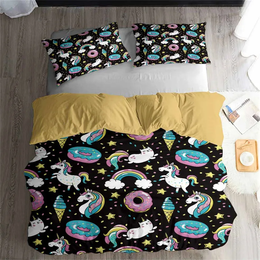 HELENGILI 3D Bedding Set Unicorn Print Duvet Cover Lifelike Bedclothes with Pillowcase Bed Home Textiles #DJS-83 | Дом и сад