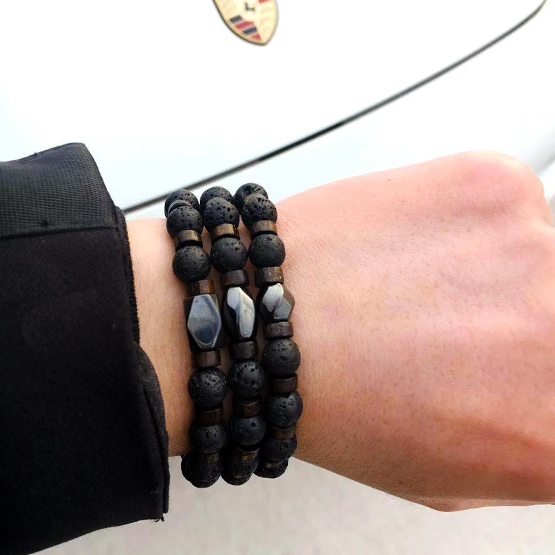 Браслет с подвесками для мужчин и женщин браслет лавовыми камнями ручная работа