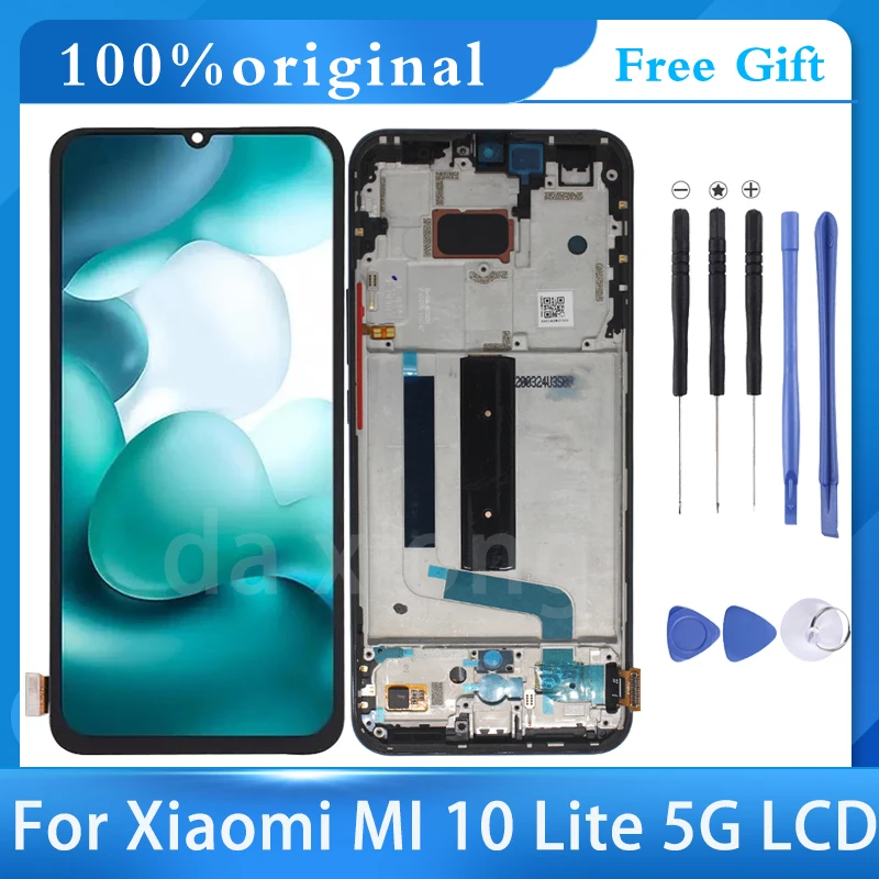 

100% Test Mi 10 Lite Lcd For Xiaomi Mi10 Lite Lcd Display Touch Screen Digitizer Assembly For Mi 10Lite Lcd M2002J9G 5G