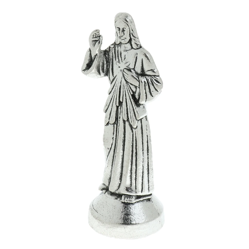 Metal Model Jesus Holy Christ Statue with Magnetic Base, Catholic Decor for Home Office Bar Club Party, 2/3 inch