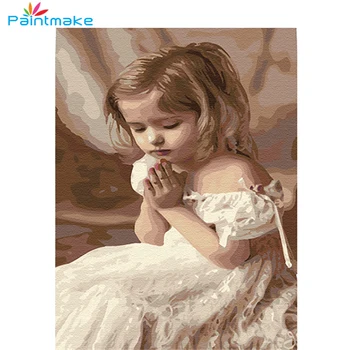 

Paintmake Portrait DIY Paint By Numbers Drawing Kits Paint On Canvas Angle Home Art Decoration Paintings For Kids Adult