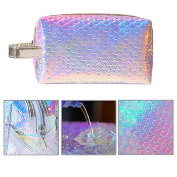 

BEAUTYBIGBANG 1PC Waterproof Large Capacity Colorful Scale Cosmetic Bag Mermaid Makeup Portable Pouch Nail Art Tool Holder Case