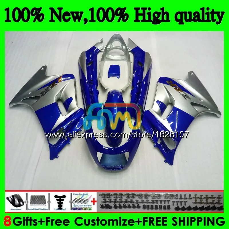 Корпус для KAWASAKI ZZR-250 90 95 96 97 98 99 ZZR 250 90-99 27BS. 40 ZZR250 серебристый синий 1990 1995 1996 1997 1998 1999 комплект обтекателей - Цвет: No. 1