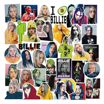 

50Pcs/set Billie Eilish Stickers for Fridge Laptop Phone Car Refrigerator Guitar Skateboard Water Cup Luggage DIY Sticker Decals