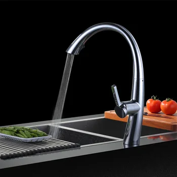 

Hot and cold smoked pull type kitchen faucet xiancai basins universal rotating the single-hole sink faucet