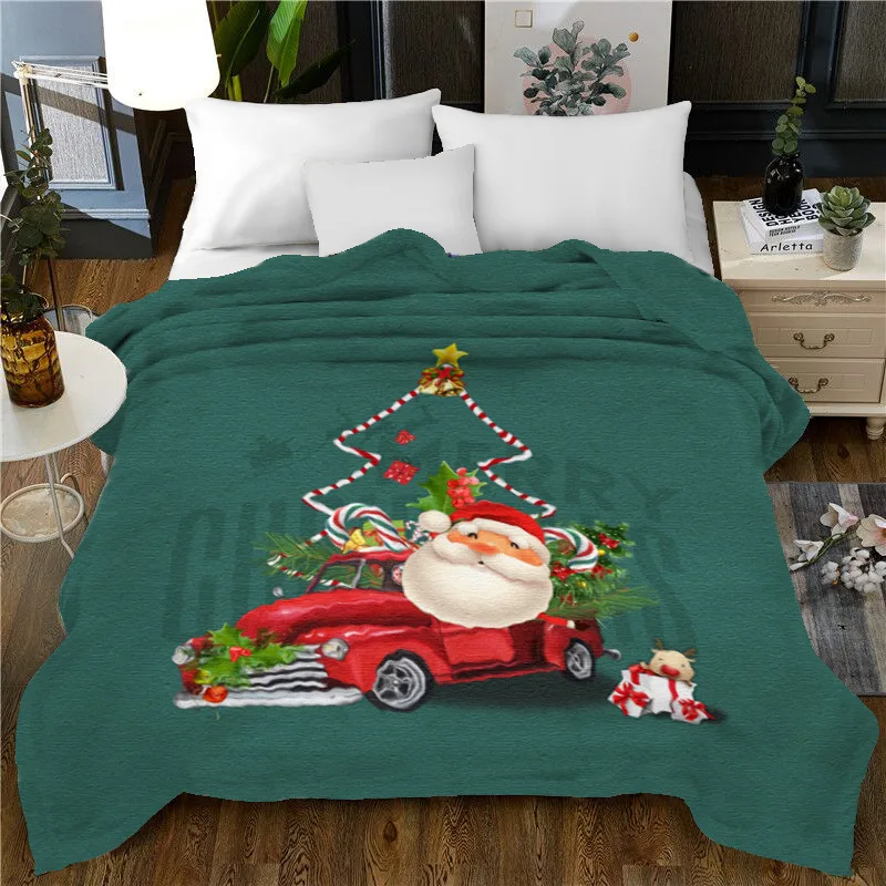 Рождественское покрывало с рисунком единорога, детское одеяло, зимнее теплое Фланелевое 3D покрывало на кровать, Рождественский Декор для дома - Цвет: green