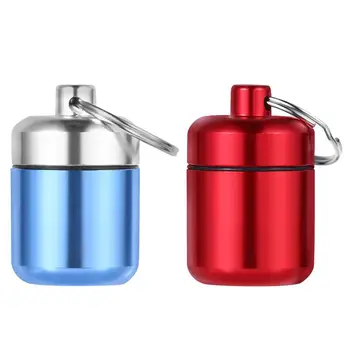 

2Pcs Medicine Box Keychains Aluminum Pill Box Keyring Storage Key Chain Waterproof Pill Container for Traveldrop shipping