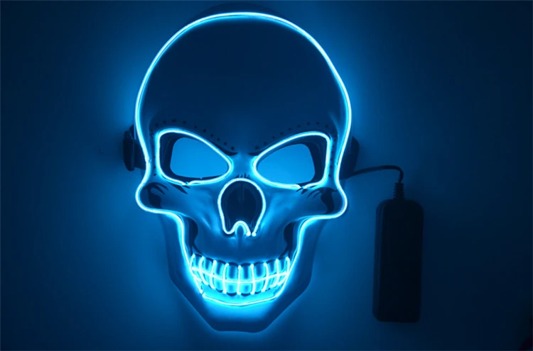 Led Mask Halloween Party Masque Masquerade Masks Neon Maske Light Glow In The Dark Mascara Horror Maska Glowing - Color: 9