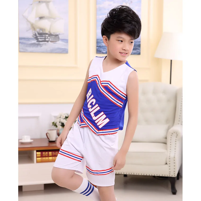 Boys set Детские костюмы для чирлидинга, школьная одежда для выступлений юбка для девочек шорты для мальчиков форма с носками Детские гимнастические костюмы - Цвет: Boys set