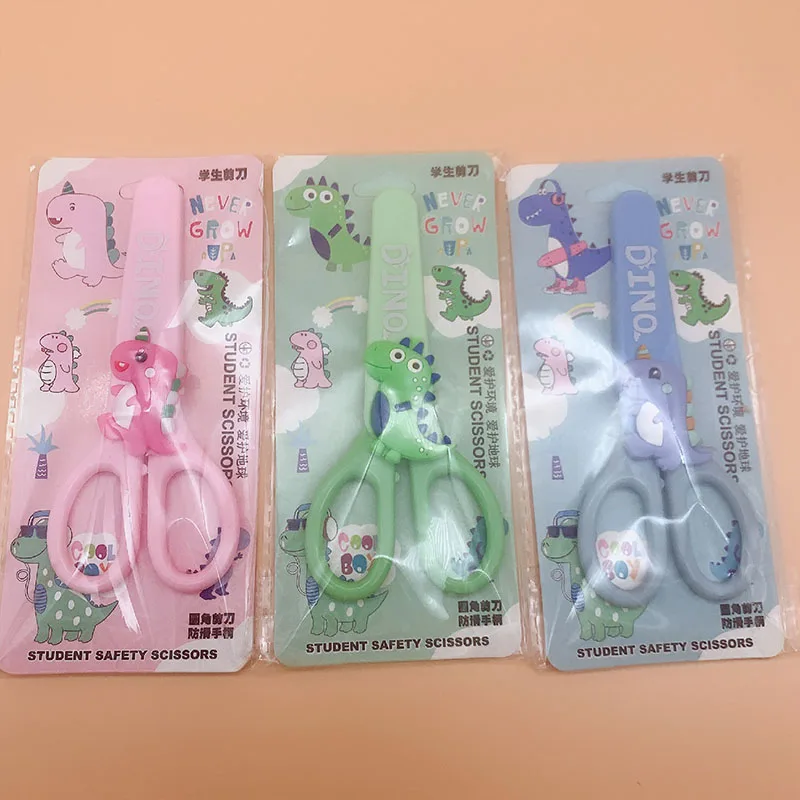 

12 pcs/lot Cartoon Dinosaur Art Scissors Safety Paper Cutter For Children Utility knife School Supplies Stationery Gifts