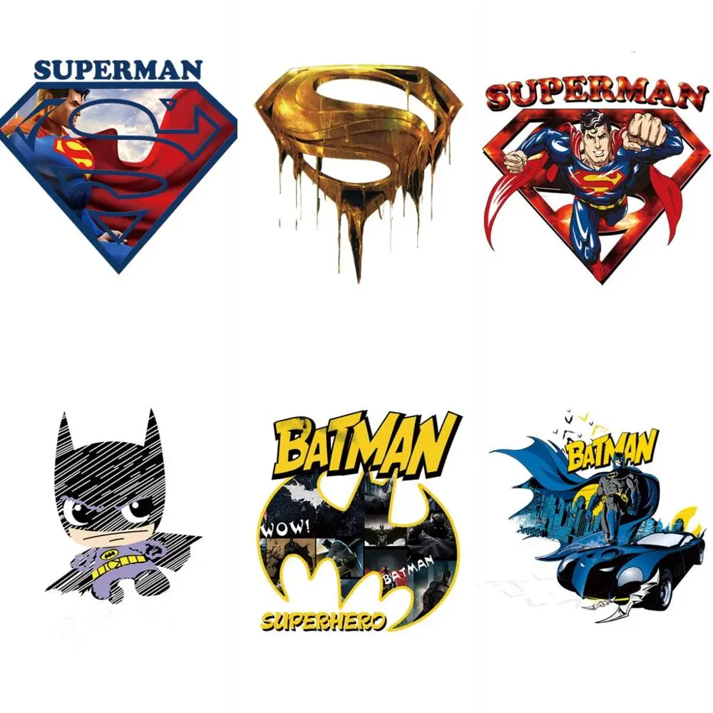 

15pcs Justice League Hero Patch Heat-sensitive Applique DIY Articles Batman Thermal Transfer For Kids T-shirt Badge Decoration