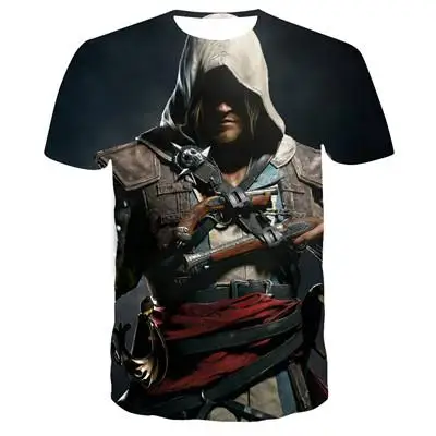 Летняя новая Готическая футболка Assassin's Creed 3D Футболка с принтом Мужская модная повседневная одежда футболка с 3D рисунком - Цвет: tx-8619