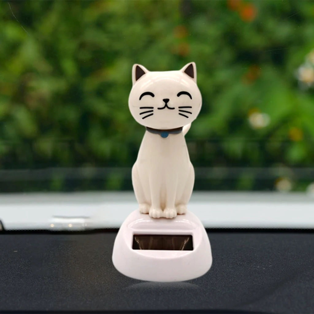 태양 전원 사랑스러운 떨고 머리 춤 작은 고양이 그림 테이블 상단 사무실 대시 보드 디스플레이 장식 머리 인형 장난감 악세사리