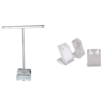 

12 Pcs Showcase Display Stand Earring , 10 Pcs Plastic & 2 Pcs Plexiglass