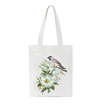 

New Cute Bird Animals Fruit Printed Shopping Bags Female Party Handbag Canvas Tote Bag For Women Cloth Carrying Shoulder Bag