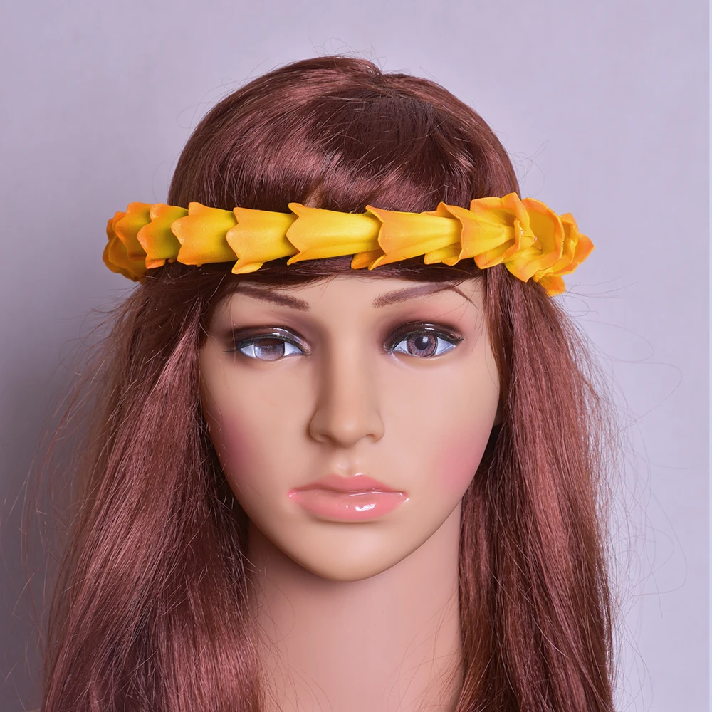 Foam Hala Elastic Headband 50CM Hawaii Hula Dance Crown Luau Party Girl Garland Aloha Wedding Headpieces Birthday Favors 40 50cm paint by numbers sunny girl do