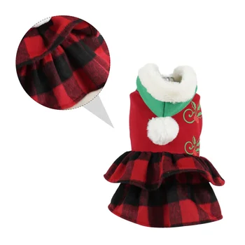 

1Pc Pet Dog Cat Christmas Costume Red Plain Dress Winter Warm Hoodie Dress