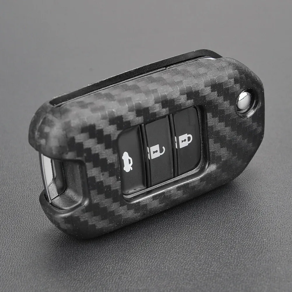 1 шт. силиконовый чехол-книжка для автомобильного ключа из углеродного волокна