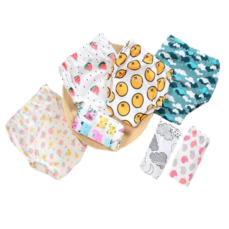 

4layers Cotton Baby Potty Training Pants Reusable Children Cloth Diaper Nappy Waterproof Panties Kids Toddler Underwear